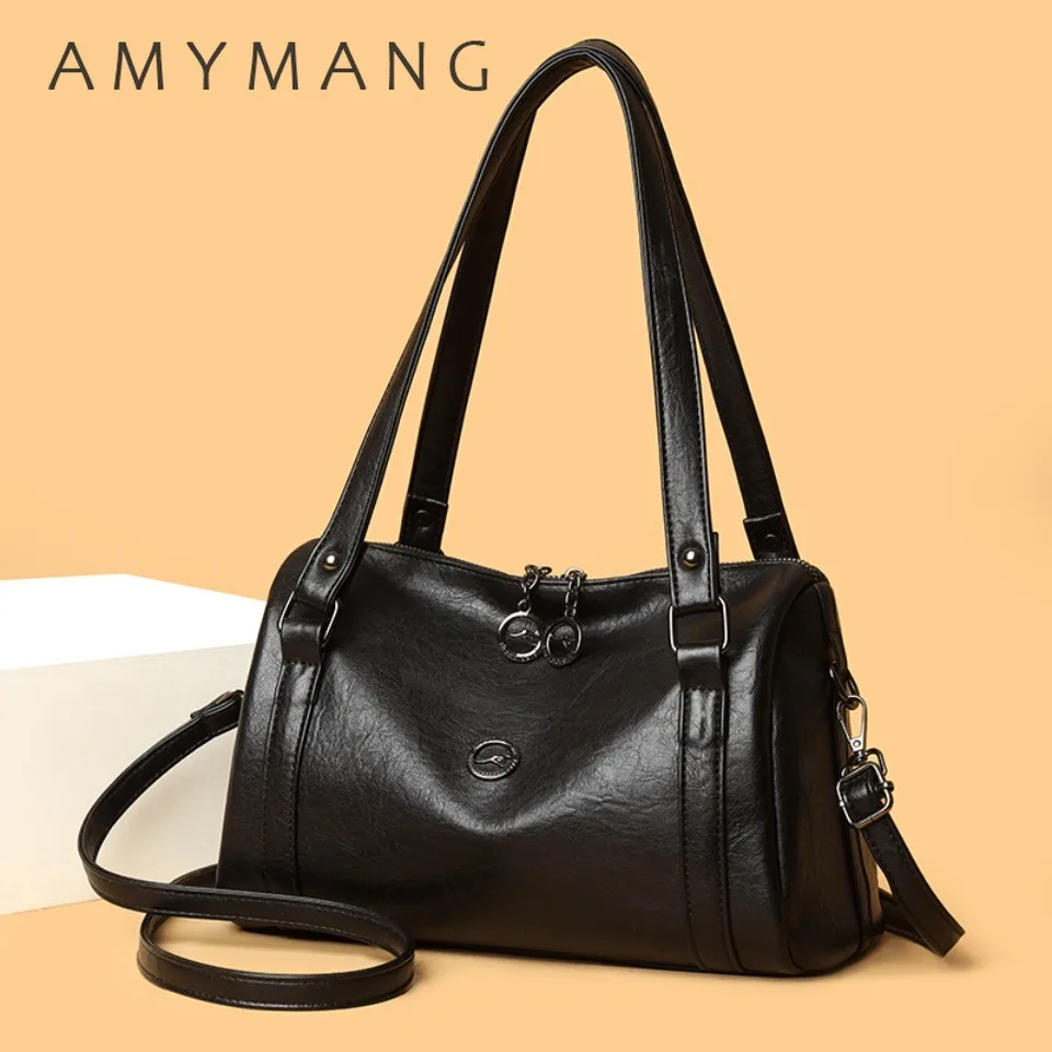 

Genuine Brand PU Leather Shoulder Bag For Women Casual Tote Bag Female Solid Color Purse Simple Design Handbag Commuting Sac