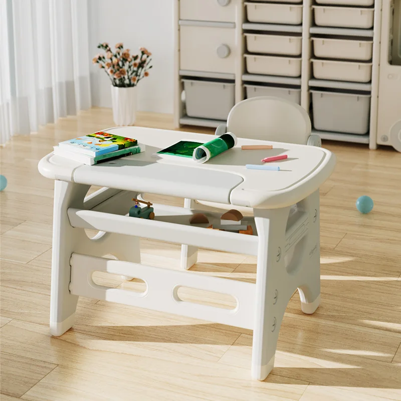 Children\'s Plastic Flipping Desks and Chairs Home Baby Reading Table Early Childhood Education Toy Game Table Cute Dinosaur Seat