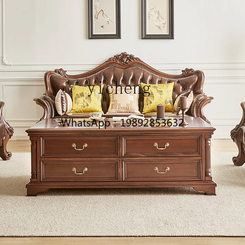 

solid wood coffee table black walnut living room TV cabinet combination sofa matching long coffee table