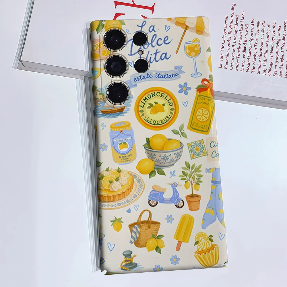 La Dolce Vita Lemon Italy For Samsung Galaxy S26 S25 S24 A56 A36 Dual Layer Luxury Fashion Full Lens Protective Case