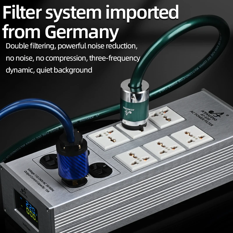 Filtro de potencia HiFi para equipos de Audio, purificador de potencia de Audio PA antiinterferencias de alta gama con enchufes universales EU/US/Power Strip