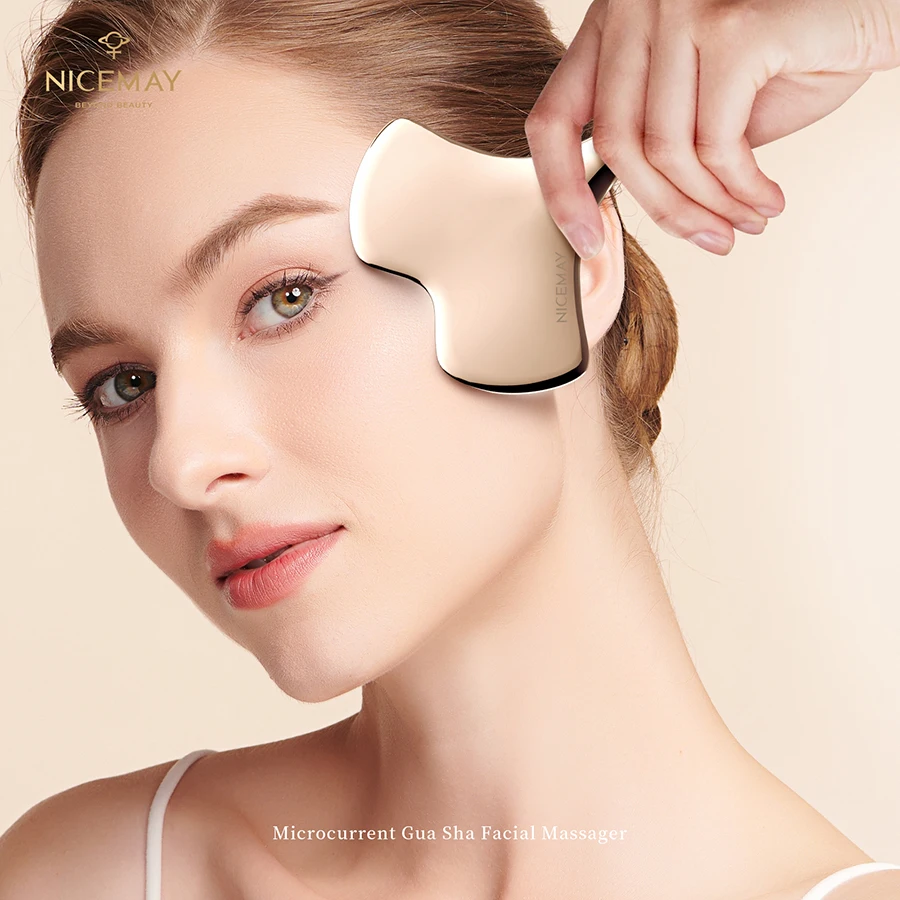 Salon Grade 24K Gold Gua Sha Facial Tool Solar-Powered Microcurrent Dual-Ended Sculpting Massager