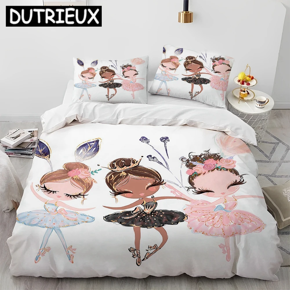 

Cartoon Cute Ballet Girl Ballerina Comforter Bedding Set,Duvet Cover Bed Set Quilt Cover Pillowcase,Queen Size Bedding Set Kids