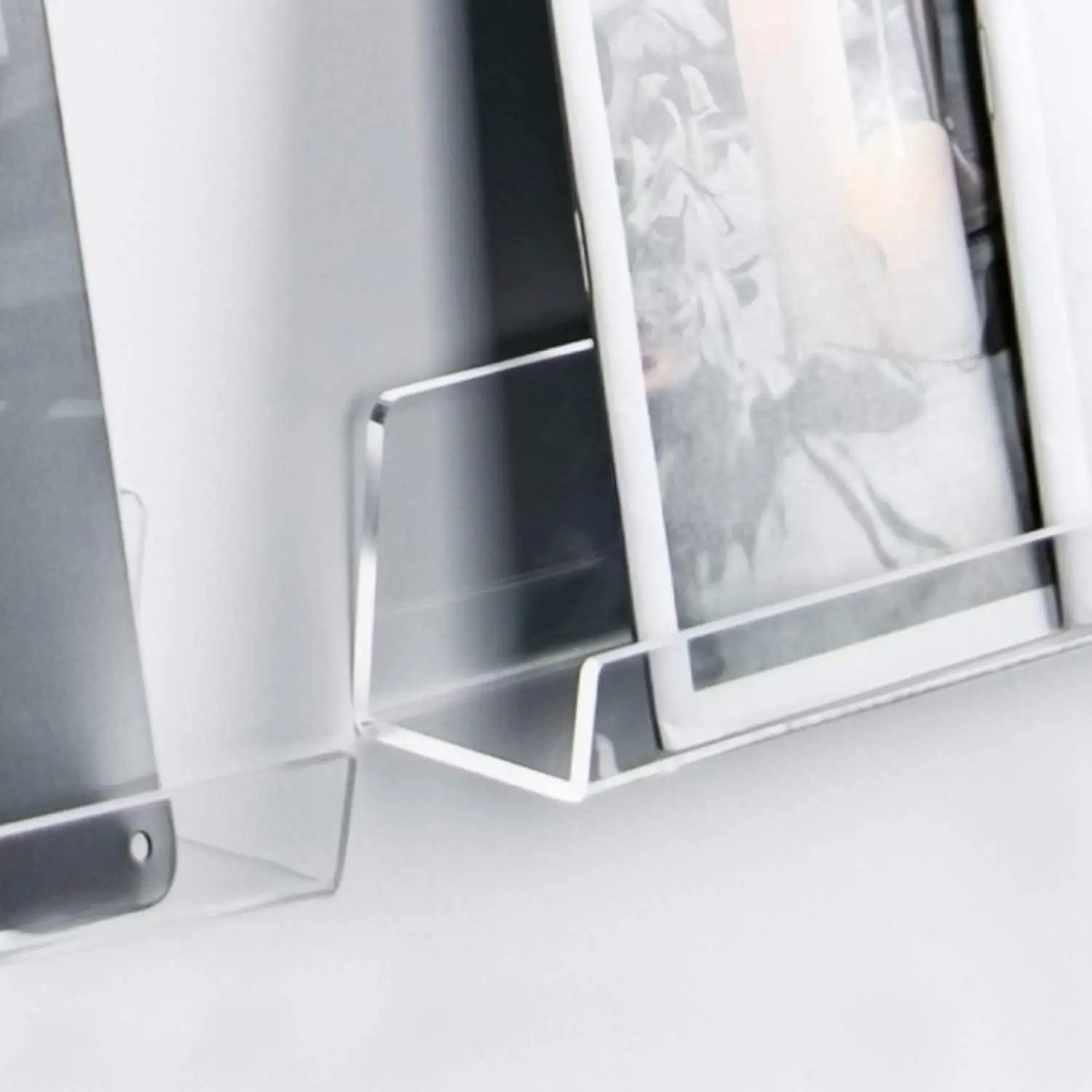 

3 Pack Vinyl Record Wall Mount Holder - Clear Acrylic Shelf for Display, Floating Shelves