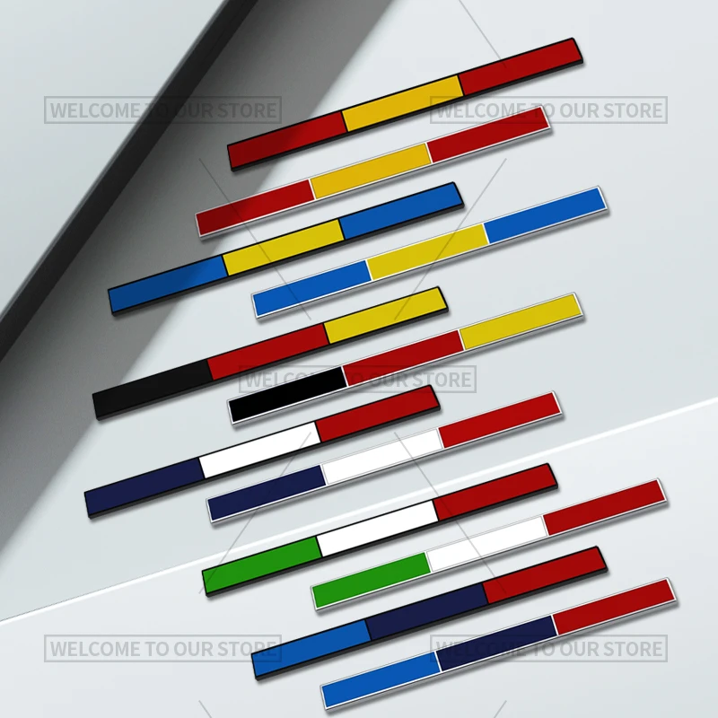 3D تصفيف السيارة إيطاليا فرنسا ألمانيا السويدية ثلاثة ألوان شعار دراجة نارية شارة ملصقات معدنية السيارات الخلفية الجذع الشارات #1