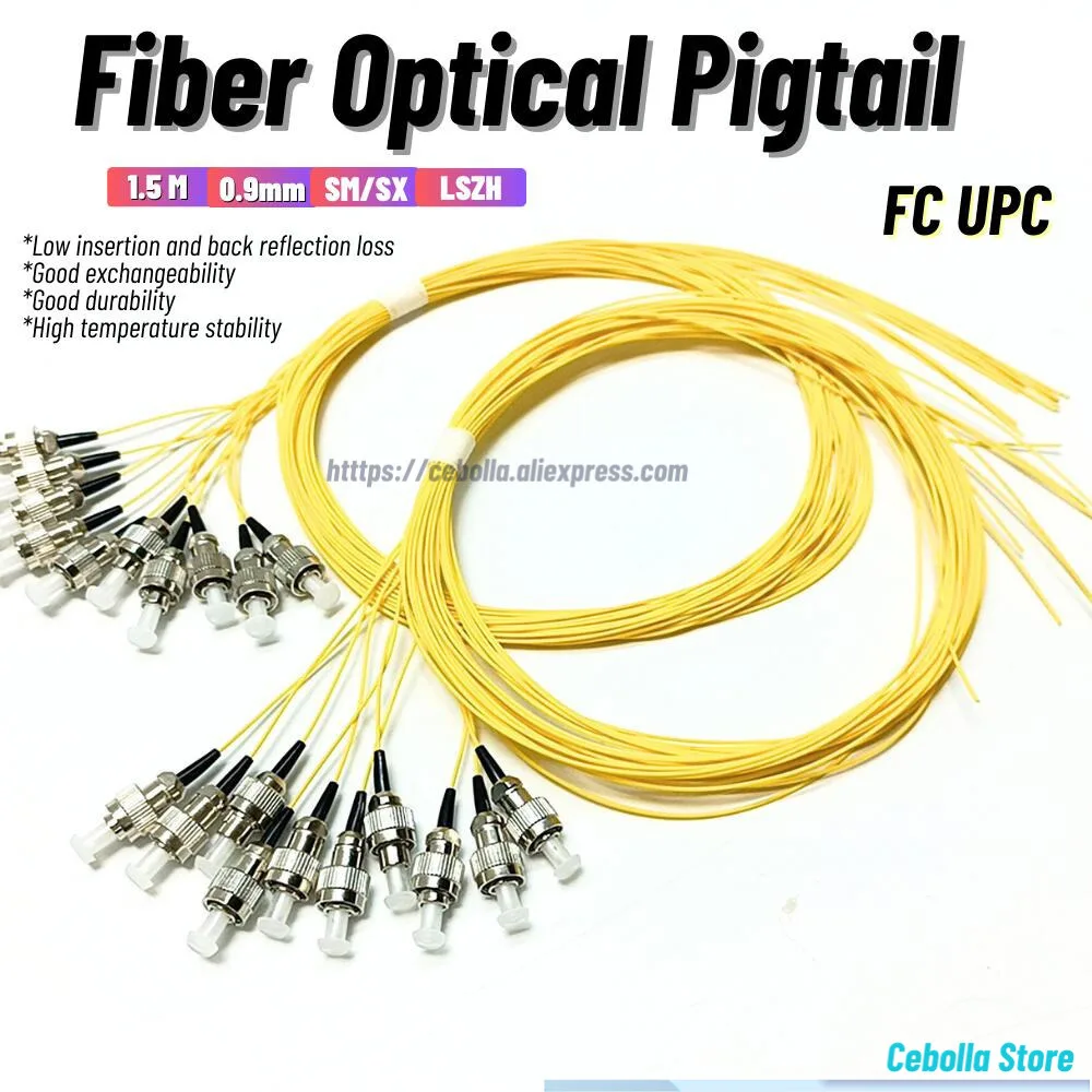 Fiber Optic Pigtail FC UPC Single Mode Yellow pigtail  fc upc LSZH 0.9mm Optic Fiber 1.5M Fibre Optic Patch Cord