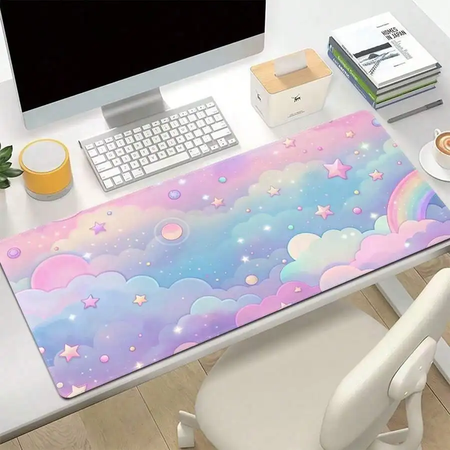 Candy Clouds Mouse Pad, Large Desk Mat, Keyboard Pad, Locked Edge Anti-Slip, Enlarged And Thickened, Precise Gaming Operation, Home Gaming Desk Mat Back To School Gaming Mouse Pad Desk Accessories Office Supplies Office Office Desk Accessories Mousepad