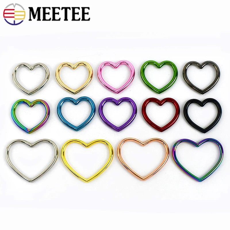 Meetee 10-50 pz cuore anello gancio borsa cinghia collegamento cerchio rotondo fibbie in metallo fettuccia O anelli chiusura cintura decorare fibbia