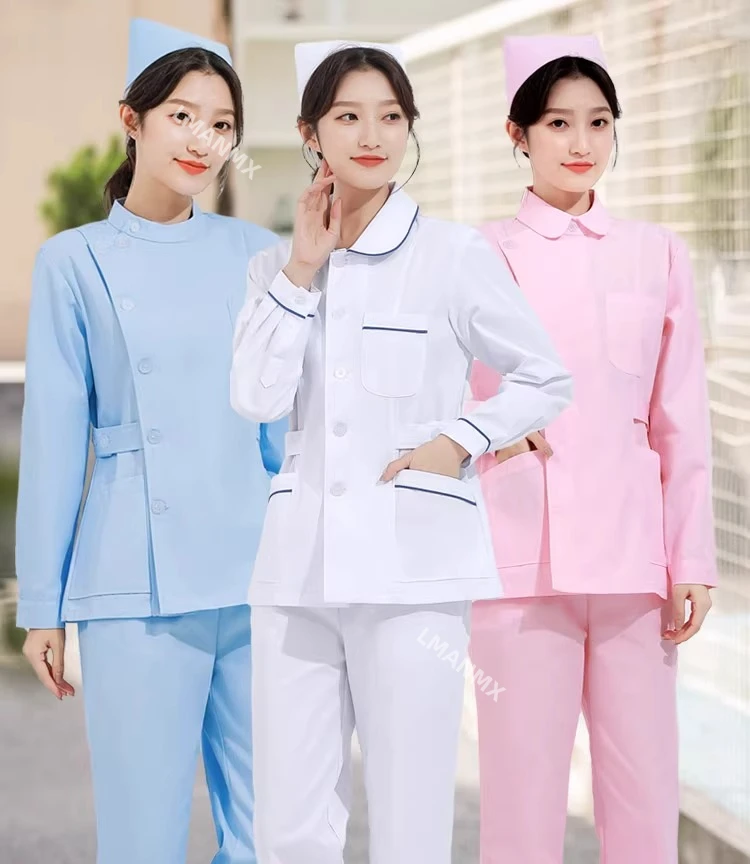 Nurse's summer short sleeved women's thin sleeved long sleeved short cut split suit slim fit plus size dental workwear