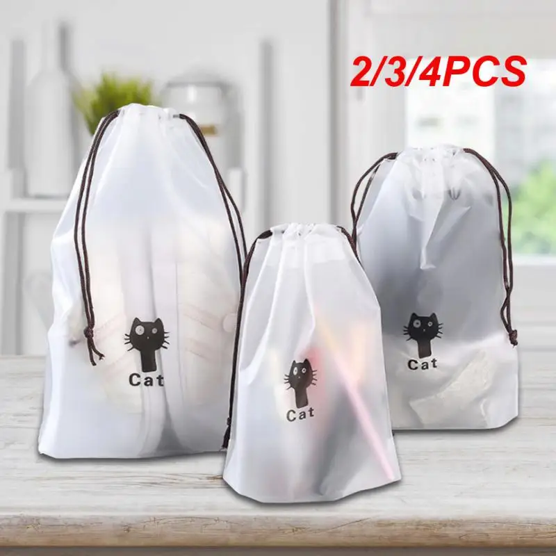 2/3/4PCS Drawstring Storage Bag Cute Transparent Portable Eco Bags Travel Shoe Bags Shoe Storage Organizer Anti-abrasion