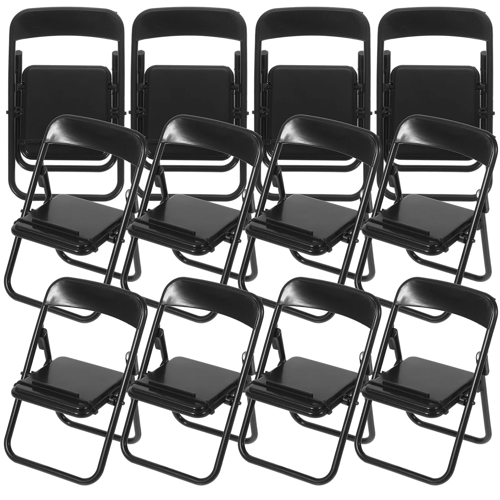 12 Pcs Folding Chair Phone Landscape Ornament Cell Foldable Plastic Furniture Model Work Mobile Holder Fodable Decoration