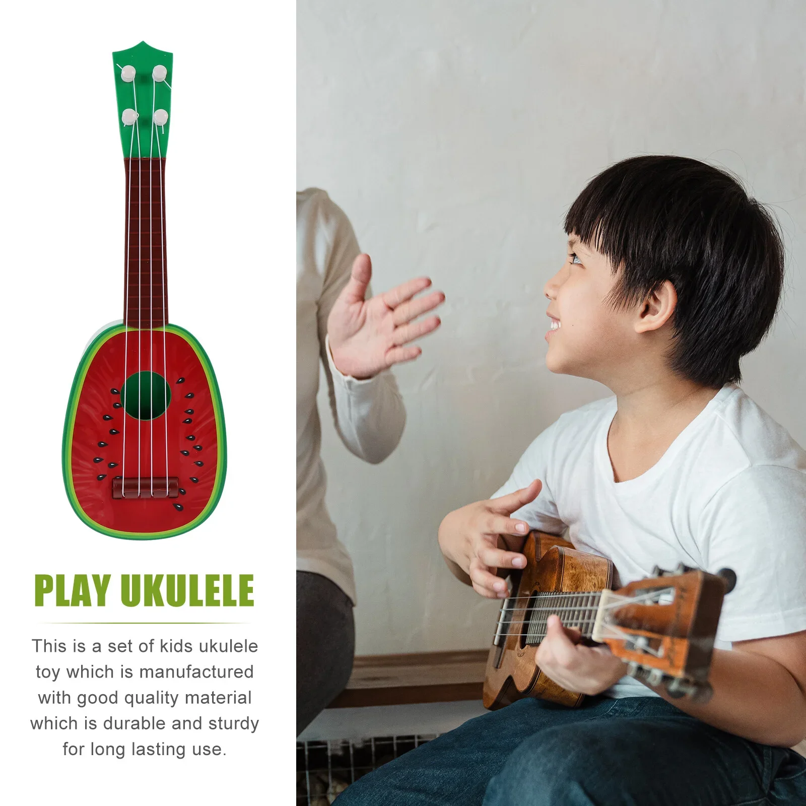 2024 New Mini Simulation Fruit Ukulele Plastic Stringed Instruments Children Toys Beginner Mini Simulation Enlightenment Puzzle