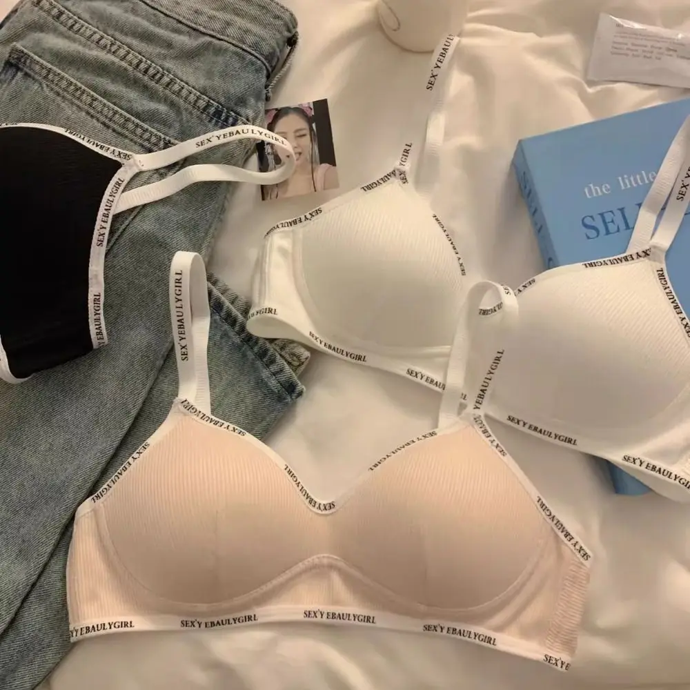 

Soft Letter Wireless Deep V Bra Close-fitting Shockproof Brassiere for Women Lingerie Gathered Breasts Seamless Bras Sport