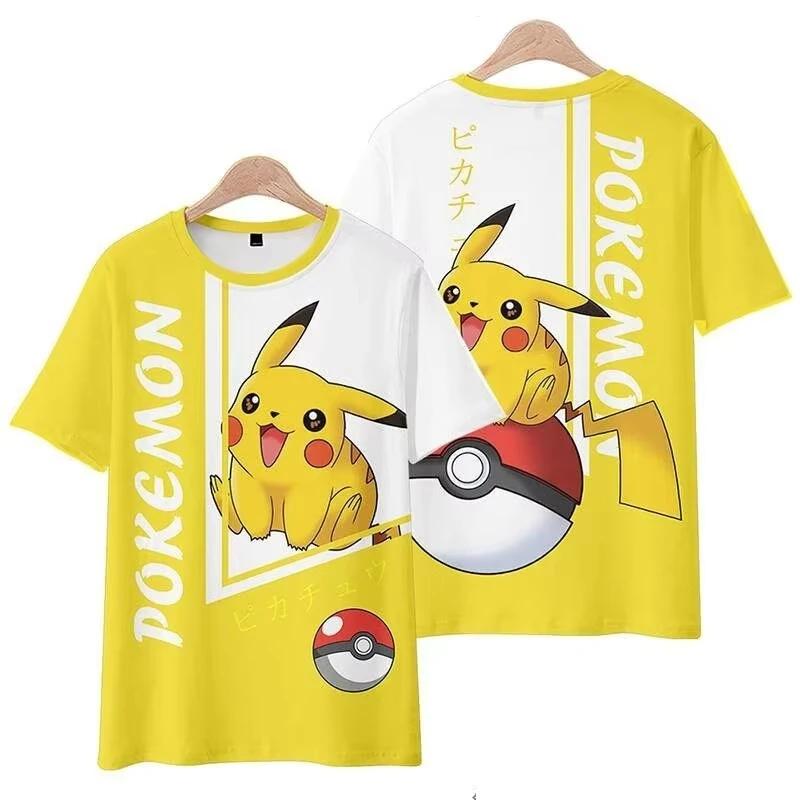 

2026 Bandai Anime Pok É Mon Pikachu Peripheral Pok É Mon Short Sleeved Parent-child Quick Drying Breathable 3D Printed T-shirt