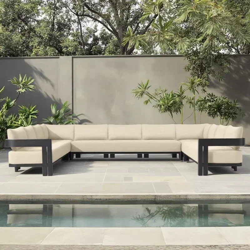 Newly arrived cast aluminum outdoor furniture U-shaped combination garden sofa