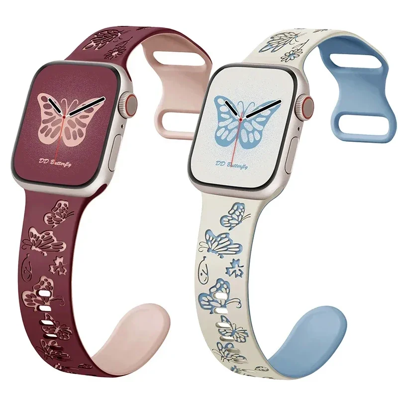 

Engraved Band Strap for Apple 40mm 44mm 41mm 49mm 45mm 38mm 42mm silicone bracelet For iwatch series 9 7 se 6 5 4 8 ultra