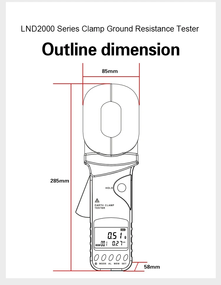 LND2000 Digital Clamp Meter Earth Resistance Tester Essential Testing Equipment