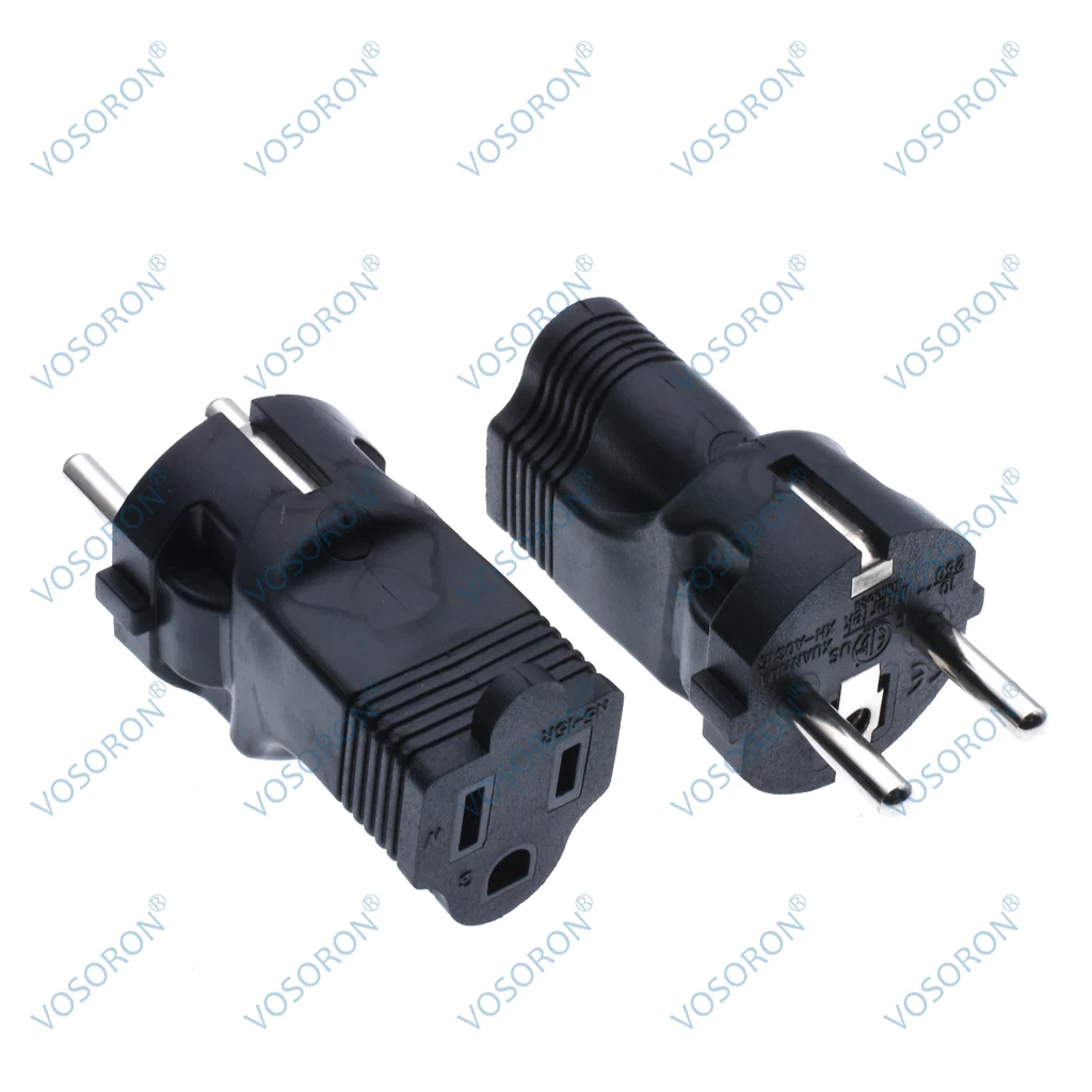 Germany France CEE 7/7 Travel Power Plug Adapter (Type C) USA NEMA 5-15R Receptacle To EU Schuko Power Converter 10A 250V Indust