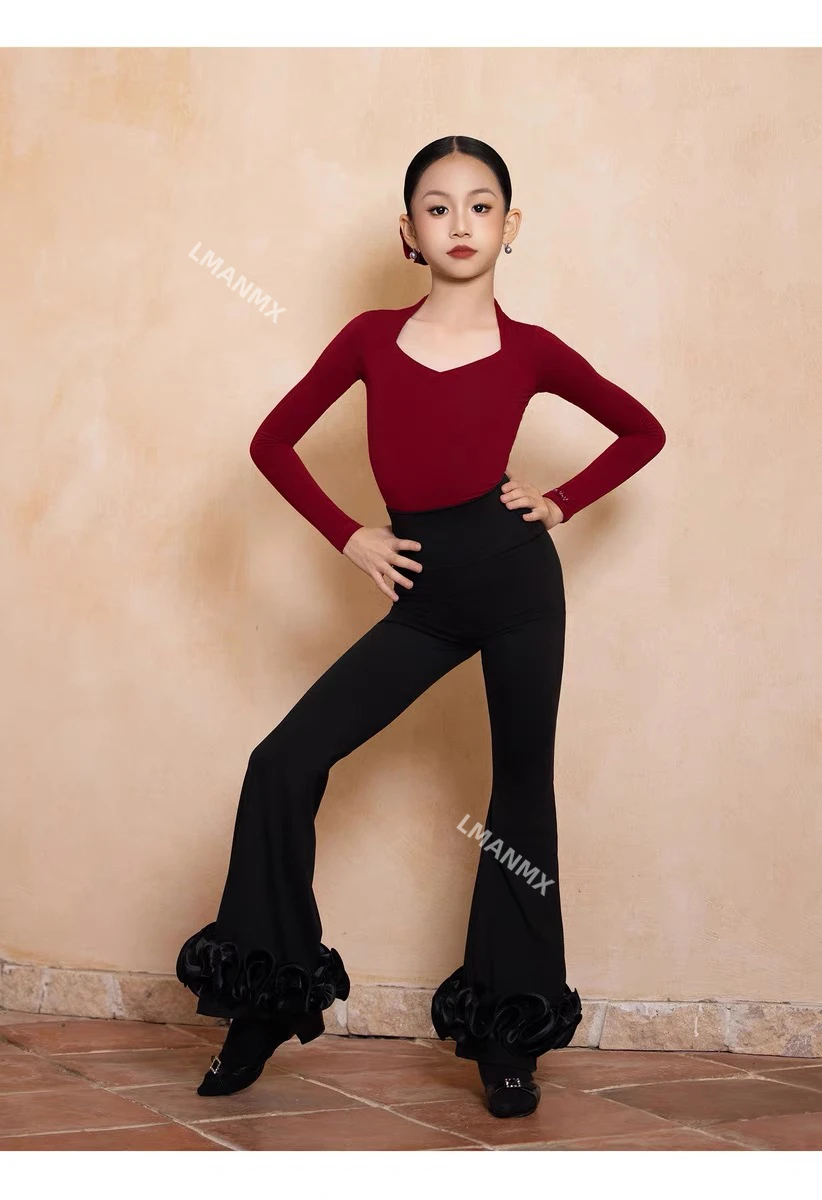 Latin dansoutfit nieuwe winter oefenoutfit top, dansdans top voor meisjes