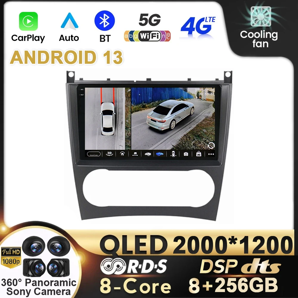 

Автомобильный радиоприемник Android 13 для Mercedes Benz C-Class C Class W203 W209 C180 C200 CL203 C209 A209 2004-2011, мультимедийная навигация GPS