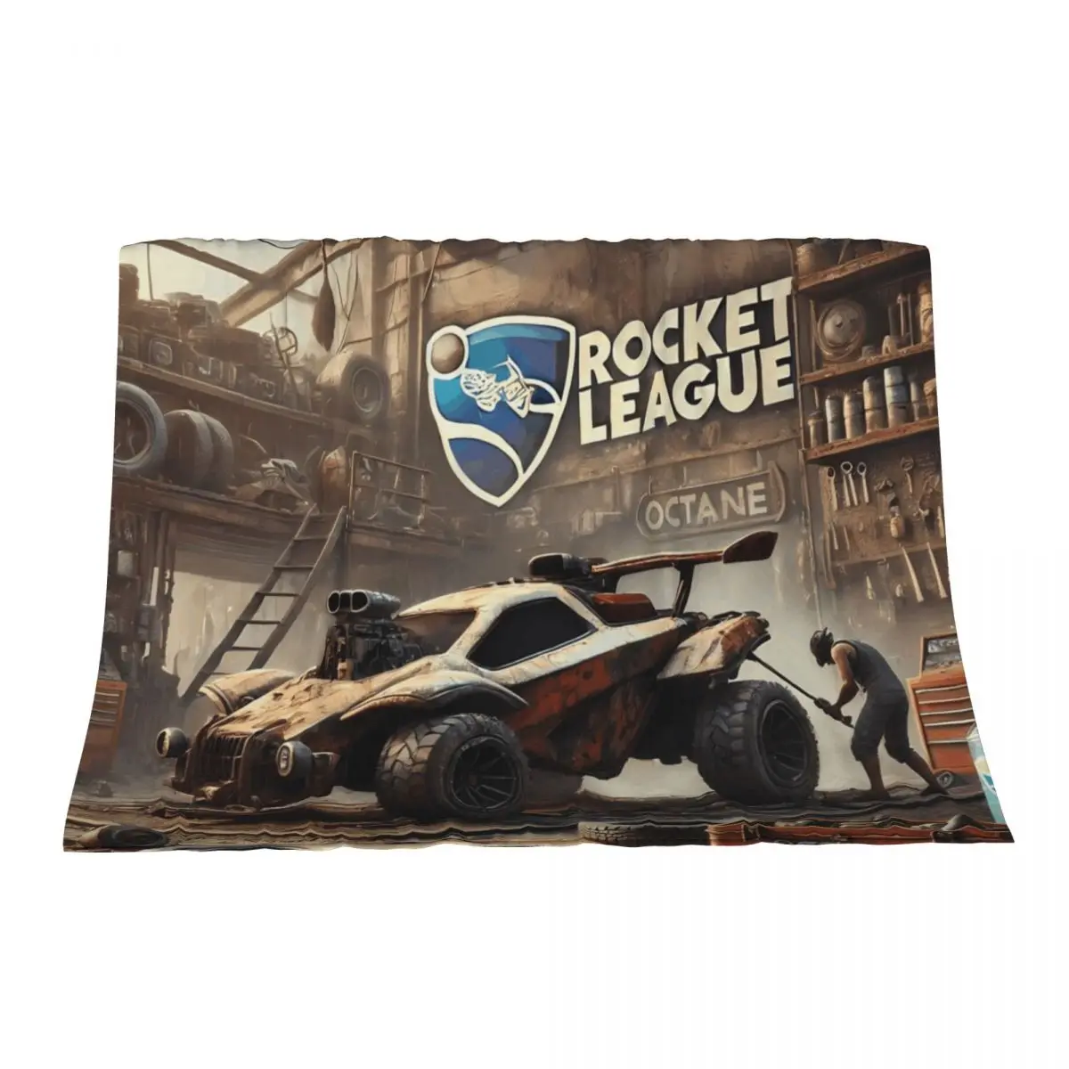 

Octane from Rocket League in a post apocalyptic wasteland Throw Blanket Soft Plaid Hair Warm Heavy Blankets