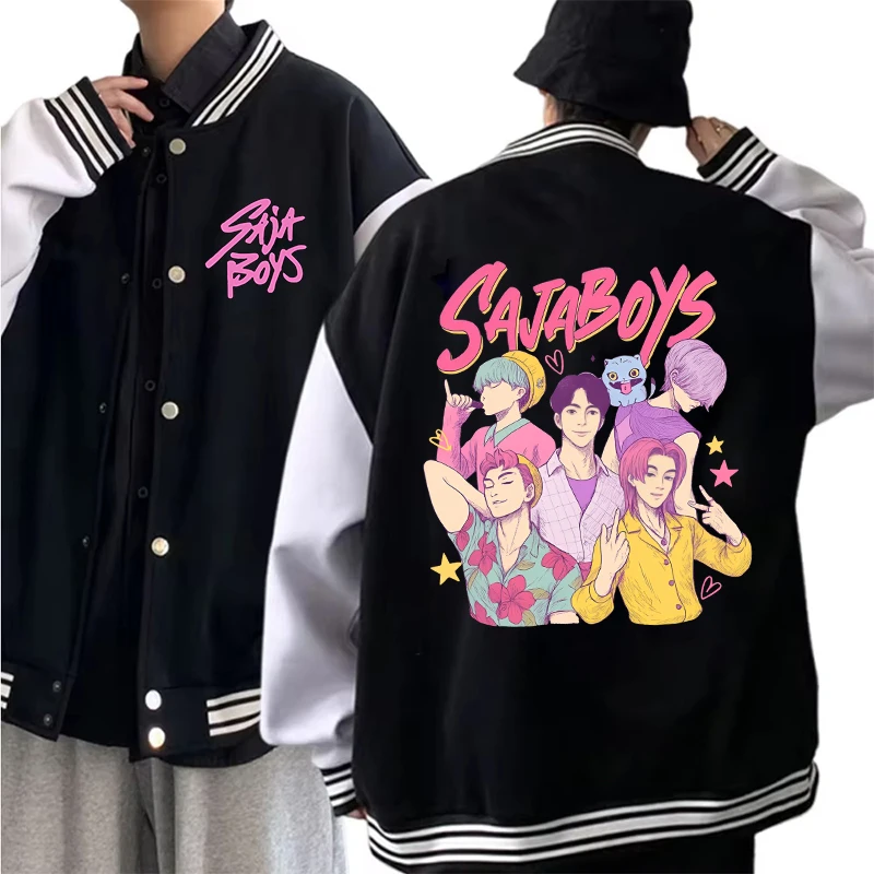 New Kpop Demon Hunters Baseball Jacket Coat Fashion Men Women Sweatshirt Tops Cool Saja Boys Prin Long Sleeve Harajuku Jersey