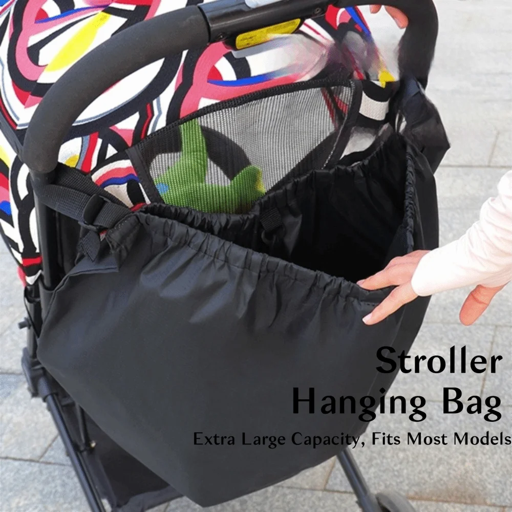 Oxford Fabric Stroller Hanging Bag Large Capacity Portable Stroller Storage Organizer Universal Solid Color Baby Stroller Bag