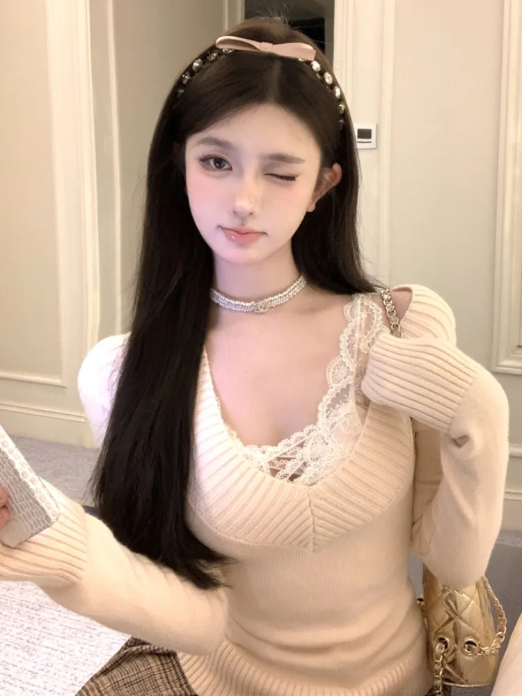 

Fashionable Two-Piece Set Women's Soft Pure Desire Style Sweater Camisole Vest Autumn Winter New Design Sensation Casual Wear