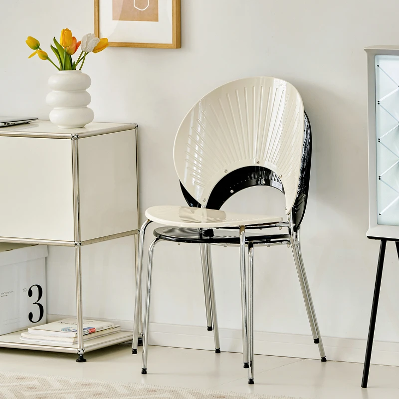 Nordic Modern Dining Chair - Transparent Backrest Creative Study Desk Chair, Colorful Plastic Design for Home/Office