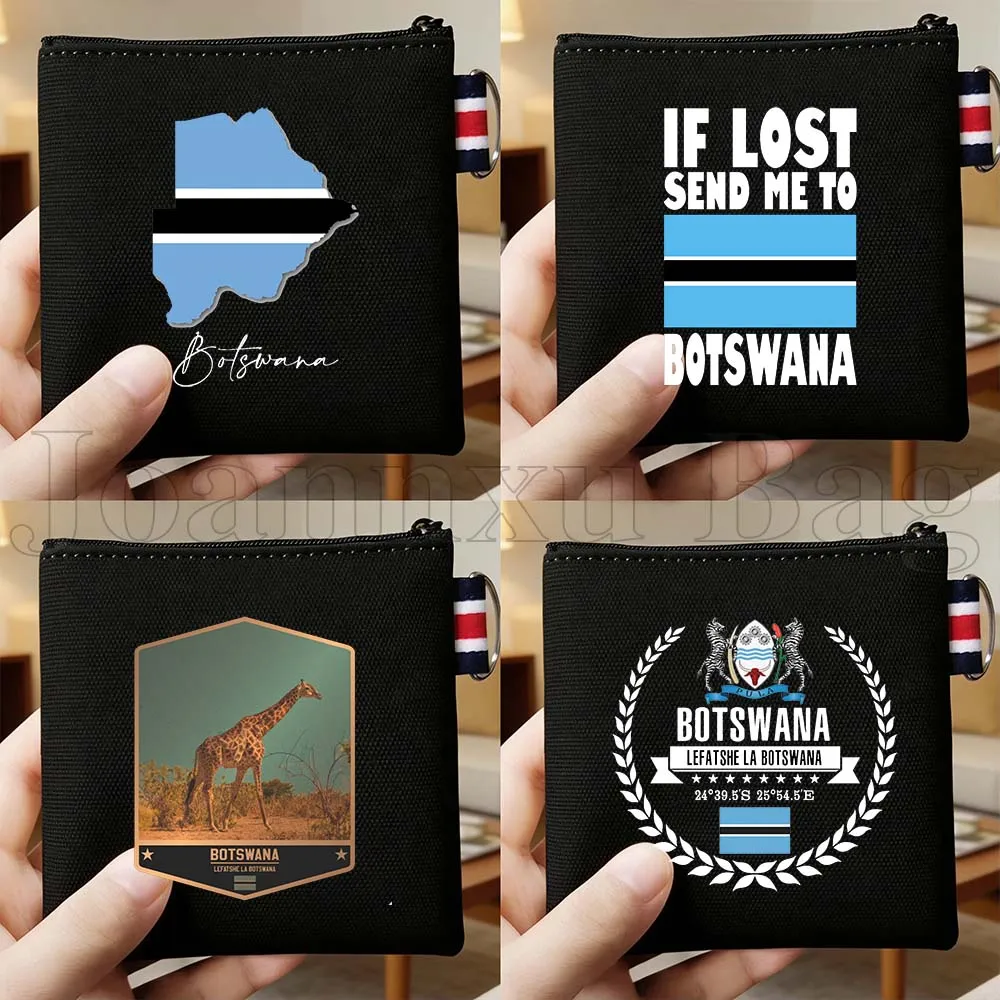 

Холщовая сумка-кошелек для ключей и монет с картой и флагом Ботсваны, подарок на день рождения, маленькая квадратная хлопковая сумка для хранения, держатель для карт, хлопковый чехол