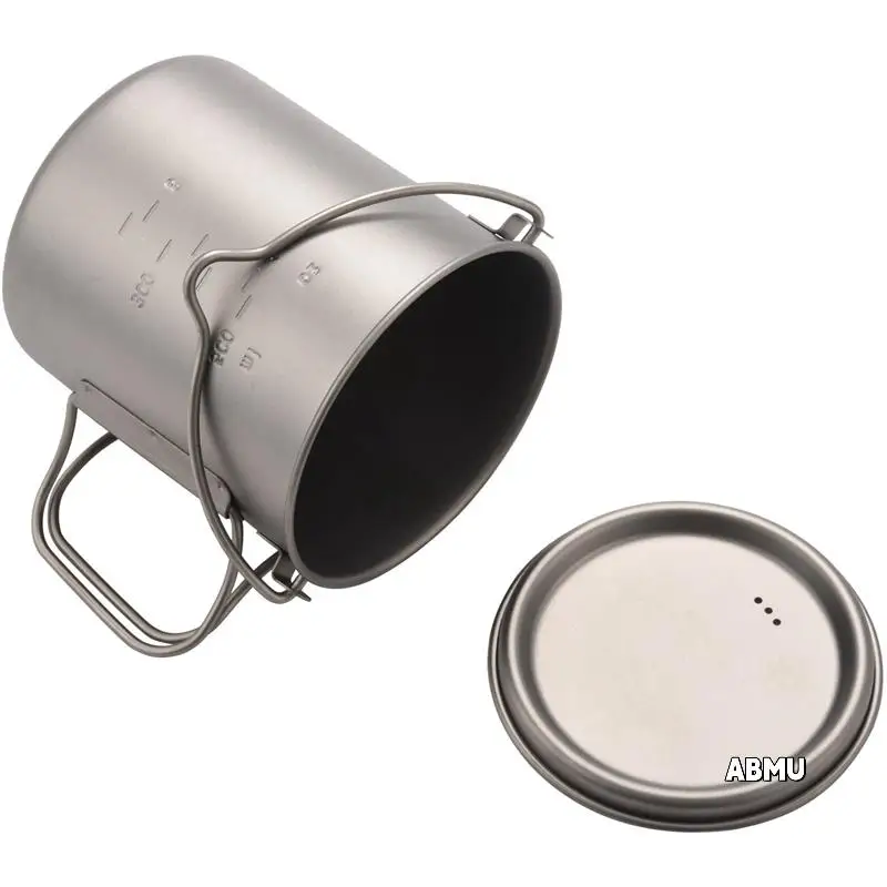 

2X Outdoor Titanium Pot Cup Mug Pots Tableware Camping Cup Picnic Water Cup Mug Of Coffee Tea With Lid Pot 750Ml
