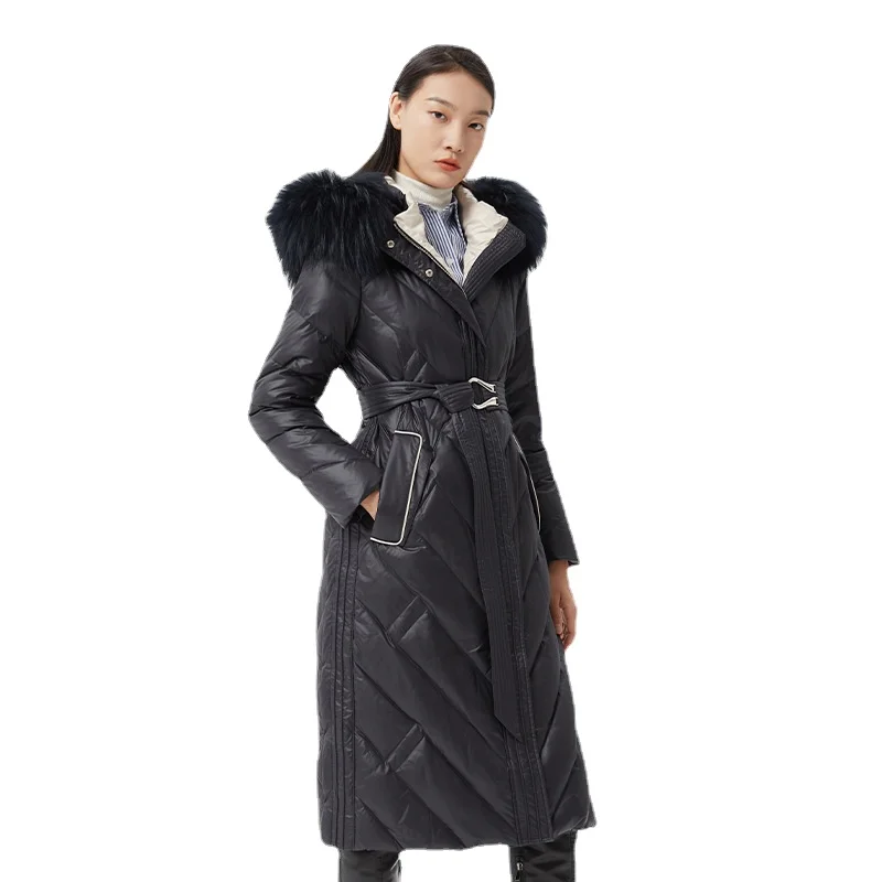 

Winter New High-end European Women Down Jacket White Duck Down Down Female Parkas Thickened Long Large Women Snow Wear Overcoat