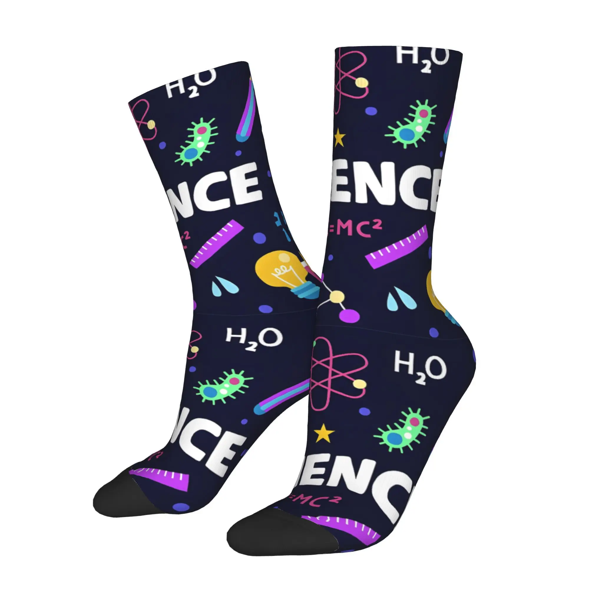 1pc Amazing Science Printed Men's Socks  Novelty Hip Hop Harajuku Pattern Crew Sock Casual Gift