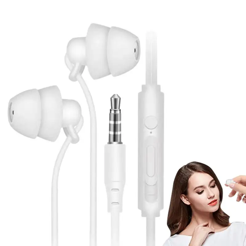 3.5mm  Wired Sleep Earbuds Soft Silicone Sleeping Earphone Headphones Noise Cancelling In-Ear Sleep Earbuds For Yoga Meditation