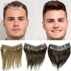 V Frontal Men Toupee Thin Skin PU Brown Blonde Color 2.5x16 V Loop parrucca anteriore parrucche per capelli umani per uomo attaccatura dei capelli invisibile sulla fronte