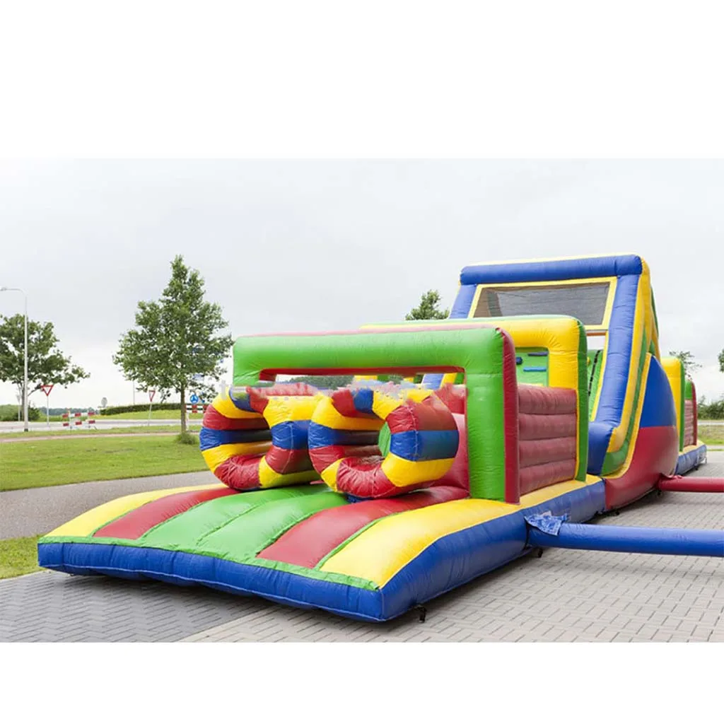 Commercial Giant Inflatable Obstacle Course Jousting Arena with Slide PVC Bouncy Castle Game For Kids Adults Outdoor Party Event