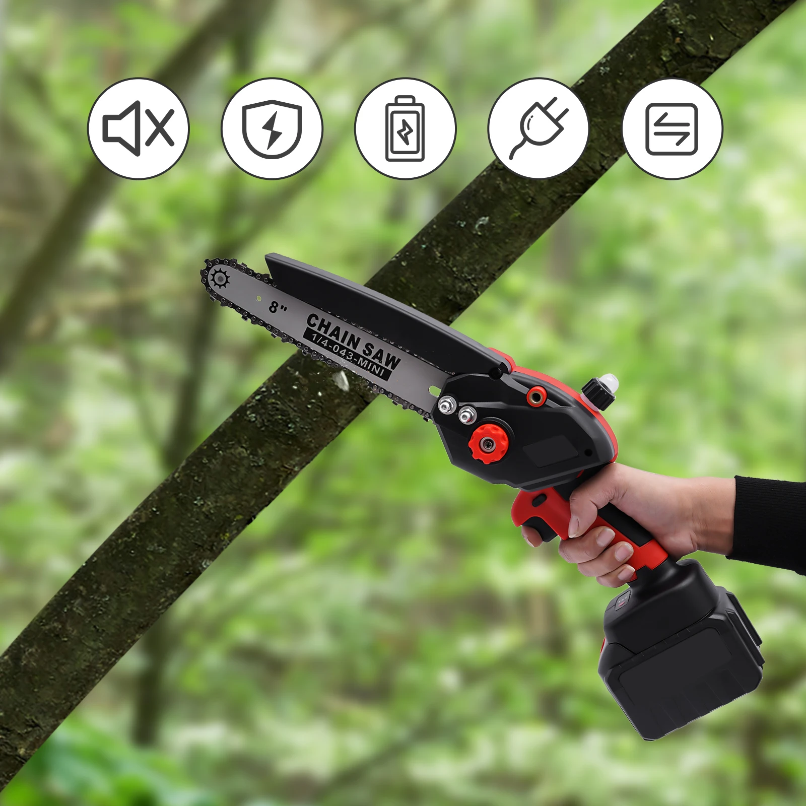 

Brushless Mini Chainsaw 8 inch Electric Cordless Chainsaw Auto-Oil System Portable Chainsaw for Wood Cutting Garden Prunin