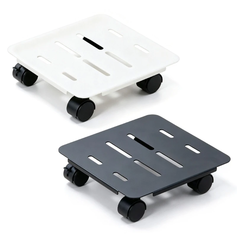 Rolling Pot Stand with Metal Tray Base with Vented Top for Indoor Pots and Daily Household Placement Use D2RD