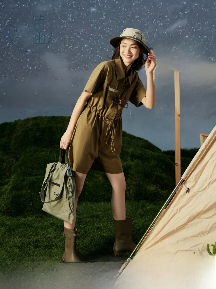 

ZiHAN рабочая одежда в стиле ретро, комбинезон без рукавов, женский свободный комбинезон с высокой талией из смеси хлопка, летняя новая мода, повседневные Dr orts