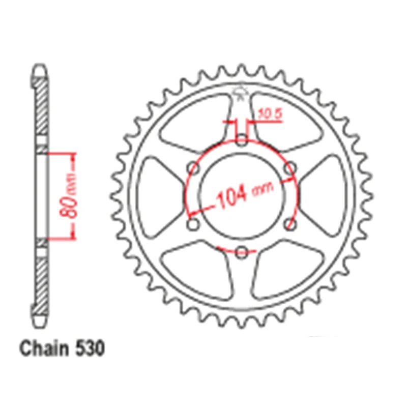 OZOEMPT 530-42T Motorcycle Rear Sprocket Apply to KZ650 C1,C2,C3 Custom  Z650 C1-C3  ZXR750 R K1 (ZX)   ZRX1200  ZRX1200 R,S 