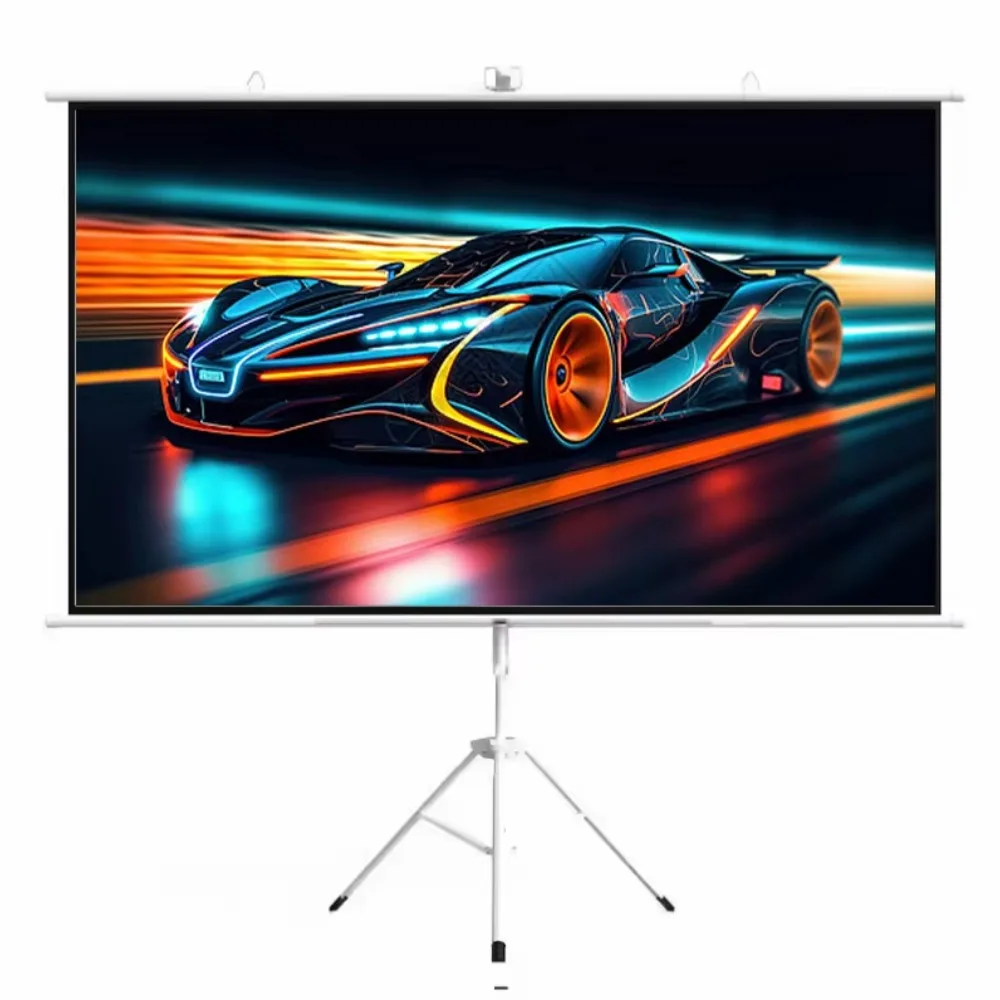 شاشة عرض فيلم مع حامل أبيض مضاد للضوء Alr 120 بوصة شاشة عرض ثلاثية القوائم للفناء الخلفي للمسرح الخارجي #2