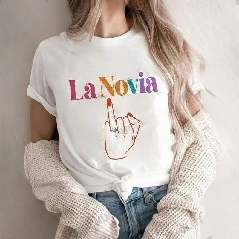 Spanish Girl Bachelorette Party Tees: Future Bride & Tribu De La Novia Printed Tops, Perfect for Single Farewell & Bridal Shower