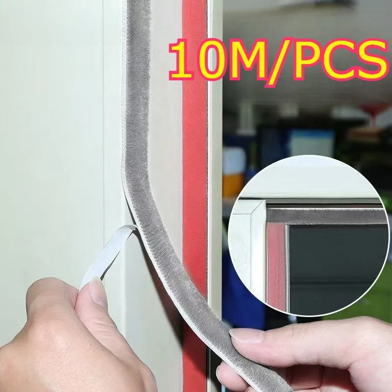

10M Self Adhesive Brush Seal Strip Door Window Sound Insulation Wardrobe Sliding Door Sound Windproof Dustproof Seal Gasket