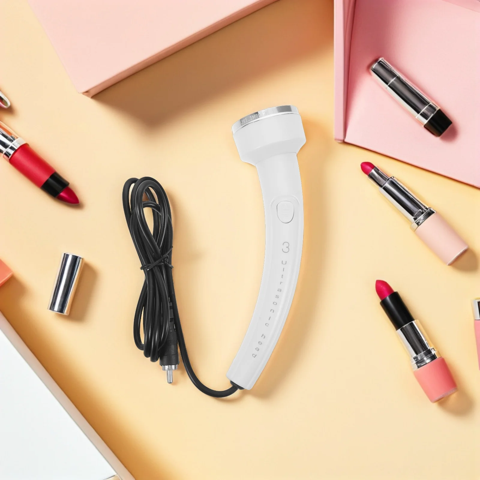 หัวนวดหน้าอัลตราโซนิก ด้ามจับโค้งตามหลักสรีรศาสตร์ ทำความสะอาดล้ำลึก สำหรับใช้ในบ้านและการเดินทาง อุปกรณ์ดูแลผิว หัวนวดเปลี่ยนทดแทน