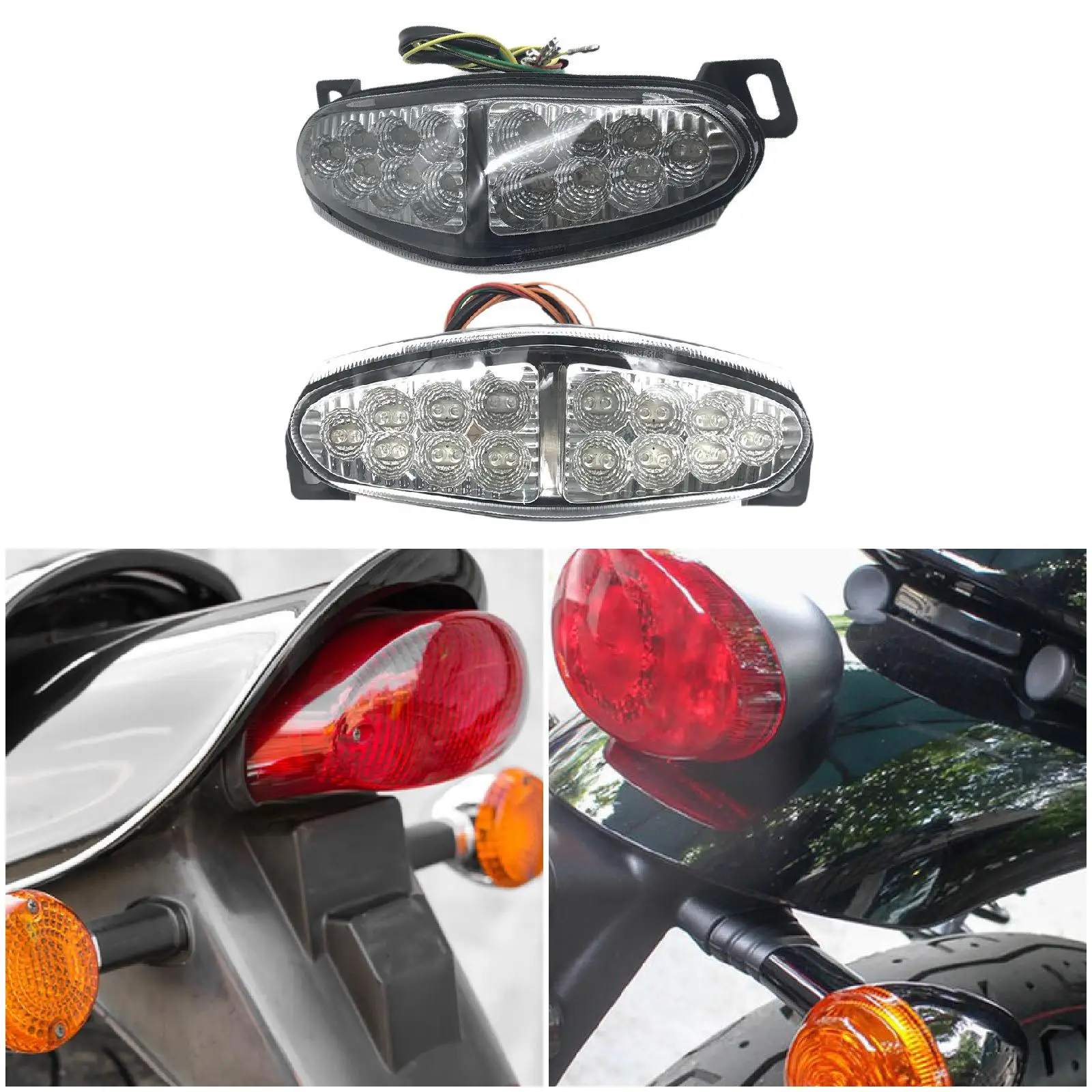 Motorcycle Tail Light Assembly Stop Running Light Easy to Install Replacing LED Warning Light for Kawasaki 2011 er-6N/er-6F