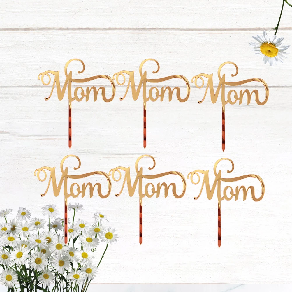 

6 PCS Cake Insert Mother's Day Toppers Decorating Supplies Ornaments Decoration
