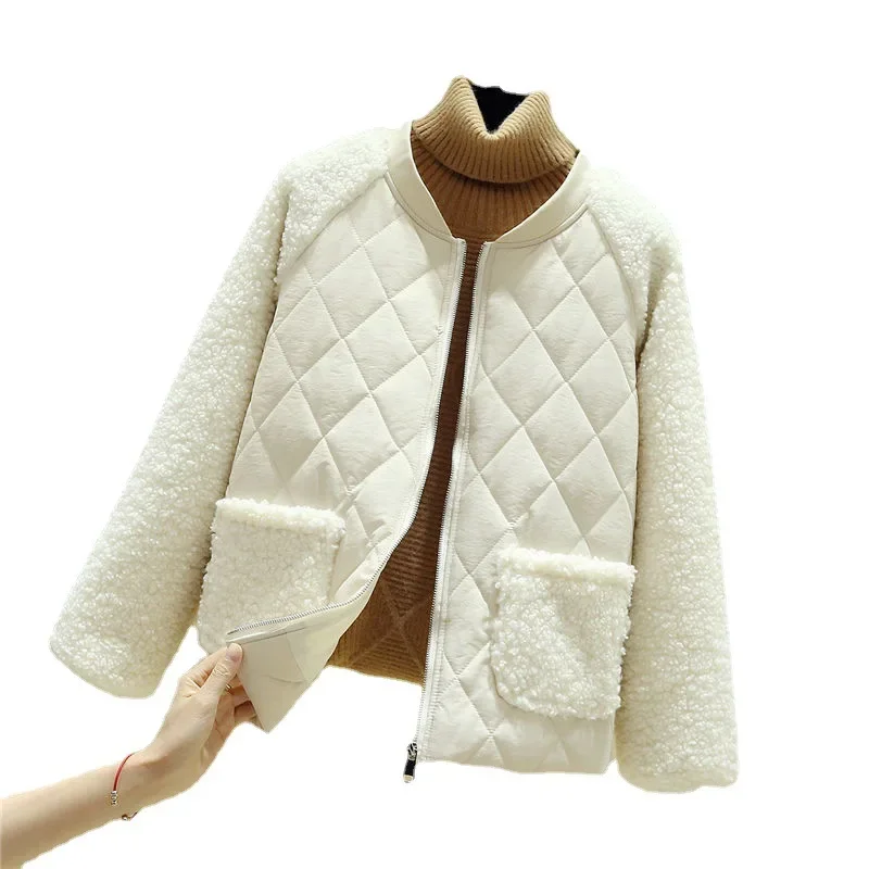 سترة قطن نسائية رائجة البيع لموسم الخريف والشتاء فضفاضة قصيرة وخفيفة الوزن عصرية من فرو الضأن معطف قطني كاس #5