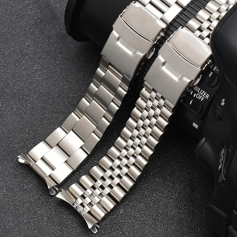 20mm 22mm Solid Stainless Steel Strap for Seiko SKX007 SKX009 Jubilee Men Metal Curved End Diving Watch Band Bracelet for Casio