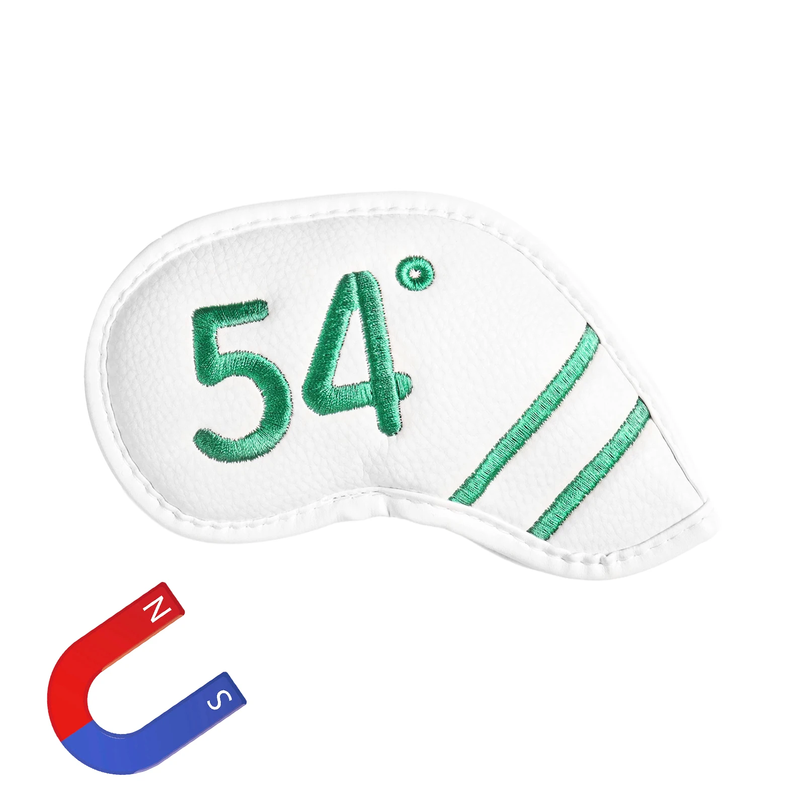 Magnetische golf ijzeren wedge headcovers, 1/8 verpakking, premium PU-leer met stijlvolle dubbelzijdige kleurrijke borduurwerklabel