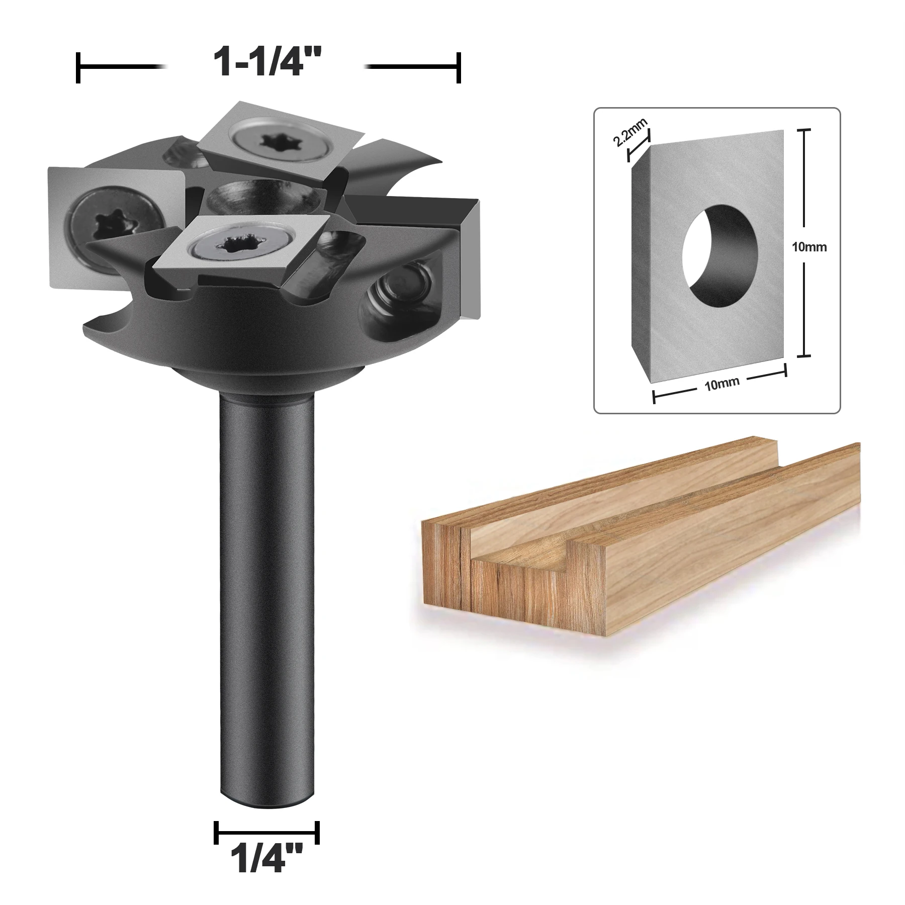 SpeTool 1pc CNC rozzboard surface Router Bit 1/4 pollici Shank 2-Flute inserto in metallo duro lastra appiattimento Router pialla Bit per legno